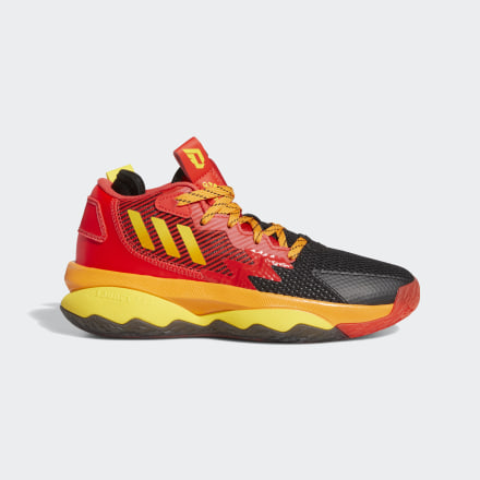Adidas Dame 8 Mr. IncRedible Shoes Red / Team Yellow / Impact Orange 4 - Kids Basketball Trainers