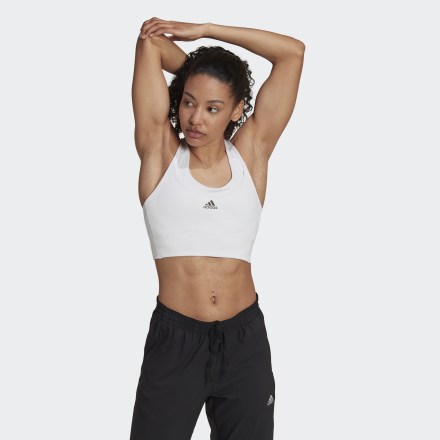 Adidas Running Medium-Support Pocket Bra White / Black Reflective 2XS A-C - Women Training Sports Bras