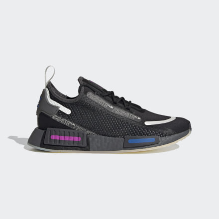adidas NMD_R1 Spectoo Shoes Black / Grey Six / Glow Blue 7 - Women Lifestyle Trainers