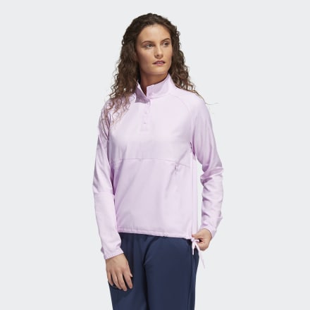 Adidas Embossed 1/4-Snap Pullover Bliss Lilac L - Women Golf Jackets