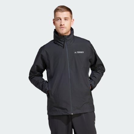 adidas Terrex Multi RAIN.RDY PrimeGreen Two-Layer Rain Jacket Black S - Men Outdoor Jackets