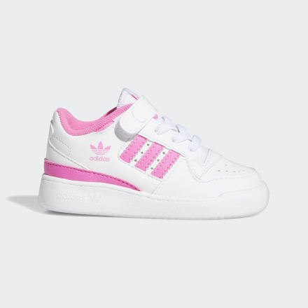 adidas Forum Low Shoes White / Screaming Pink 8K - Kids Lifestyle Trainers