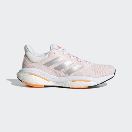 Adidas Solarglide 5 Shoes Core White / Silver Metallic / Light Flash Orange 7 - Women Running Trainers