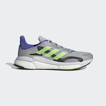 Adidas Solarboost 3 Shoes Halo Silver / Signal Green / Sonic Ink 7 - Men Running Sport Shoes,Trainers