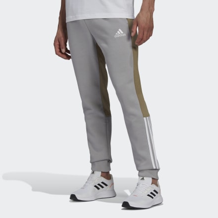 Adidas Essentials colorblock Fleece Pants Grey / Orbit Green S - Men Lifestyle Pants