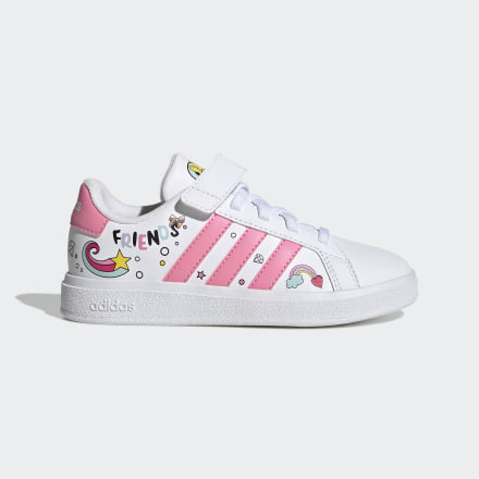 Adidas adidas x Disney Grand Court Minnie Mouse Elastic Laces Top Strap Shoes White / Bliss Pink / Grey 3 - Kids Tennis Trainers