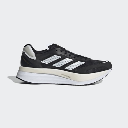 adidas Adizero Boston 10 Shoes Black / White / Gold Metallic 9.5 - Men Running Sport Shoes,Trainers