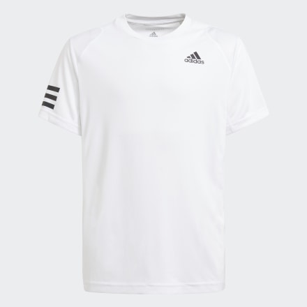 Adidas CLUB TENNIS 3-STRIPES TEE White / Black 7-8Y - Kids Tennis Shirts