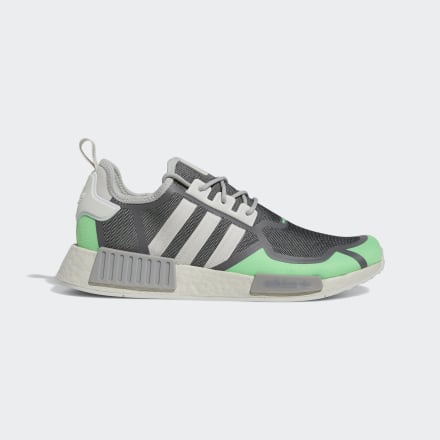 Adidas NMD_R1 Shoes Crystal White / Grey / Screaming Green 5 - Men Lifestyle Trainers