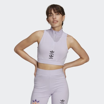 adidas Logo Play Cropped Tank Top Purple Tint 8 - Women Lifestyle Shirts