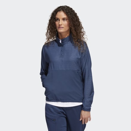 Adidas Embossed 1/4-Snap Pullover Crew Navy XS - Women Golf Jackets
