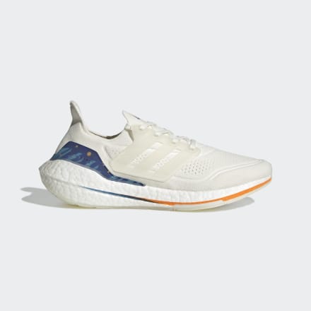 adidas Ultraboost 21 Shoes Core White / Core White / Royal Blue 7.5 - Men Running Sport Shoes,Trainers