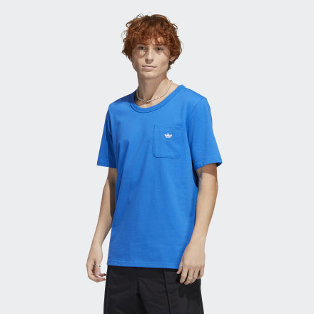 Adidas Shmoofoil Heavyweight Pocket Tee Blue Bird / White XS - Men Skateboarding Shirts