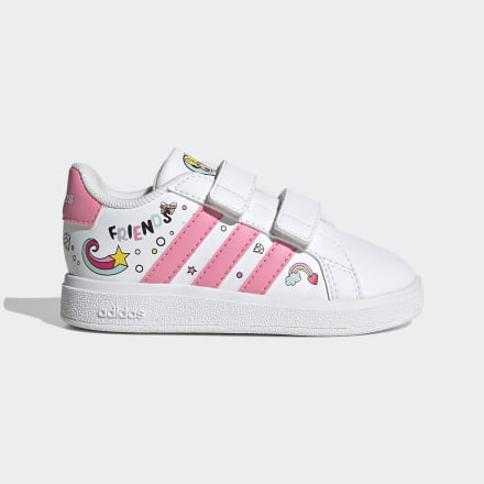 Adidas Minnie Mouse Grand Court Elastic Laces and Top Strap Shoes White / Bliss Pink / Grey 9K - Kids Tennis Trainers