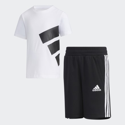 adidas Brand Tee Set White / Black 3-4Y - Kids Training Tracksuits