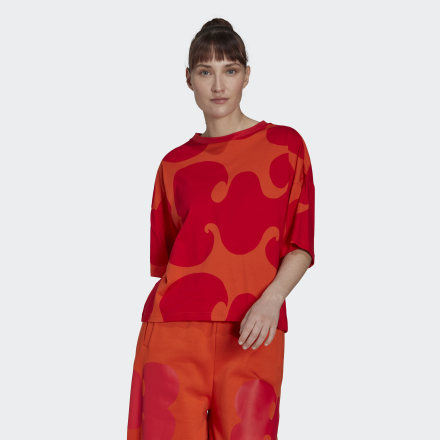 Adidas Marimekko Tee Collegiate Orange M - Women Lifestyle Shirts