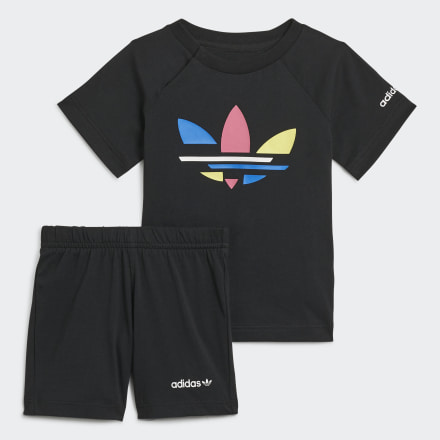 adidas Adicolor Shorts and Tee Set Black 2-3Y - Kids Lifestyle Tracksuits
