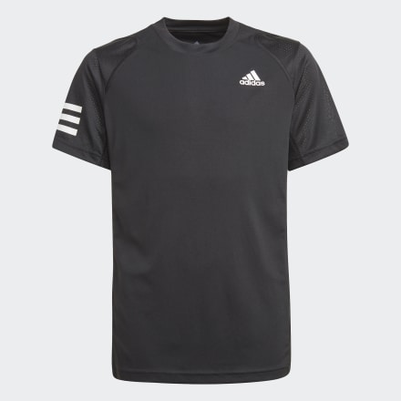 Adidas CLUB TENNIS 3-STRIPES TEE Black / White 7-8Y - Kids Tennis Shirts