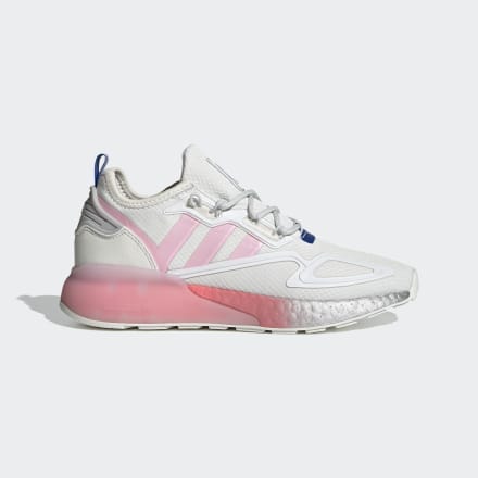 adidas ZX 2K Boost Shoes Crystal White / Pink / Matte Silver 7.5 - Women Lifestyle Trainers