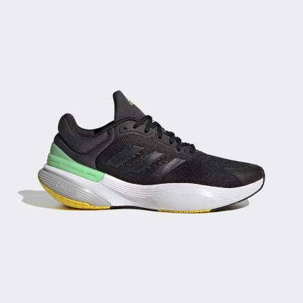 Adidas Response Super 3.0 Sport Running Lace Shoes Black / Linen Green 5 - Kids Running Trainers