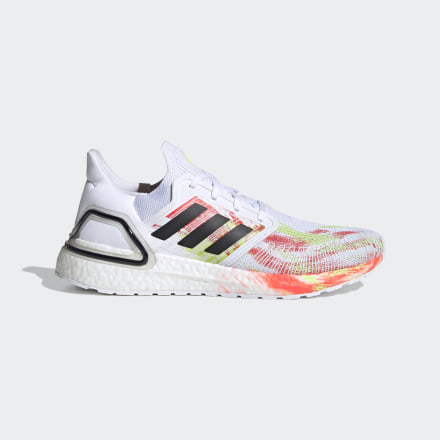 adidas Ultraboost 20 Shoes White / Black / Signal Green 7.5 - Men Running Trainers
