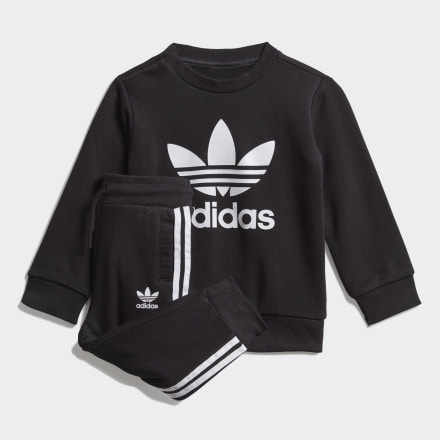 adidas Crew Sweatshirt Set Black / White 6-9M - Kids Lifestyle Tracksuits