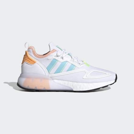 adidas ZX 2K Boost Shoes Core White / Hazy Sky / Glow Pink 5.5 - Women Lifestyle Trainers