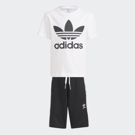 adidas Adicolor Shorts and Tee Set White / Black 5-6Y - Kids Lifestyle Tracksuits