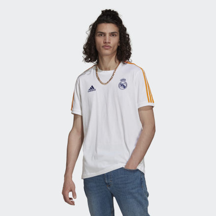 adidas Real Madrid 3-Stripes Tee White / Victory Blue / Lucky Orange XS - Men Football Shirts