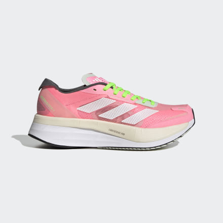 Adidas Adizero Boston 11 Shoes Beam Pink / White / Beam Green 5 - Women Running Trainers
