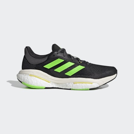 Adidas Solarglide 5 Shoes Black / Solar Green / Beam Yellow 10.5 - Men Running Trainers