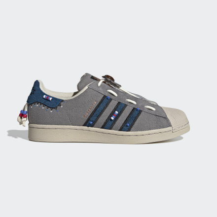 adidas Superstar Laceless Shoes Grey / Marine / Bliss 5.5 - Men Lifestyle Trainers