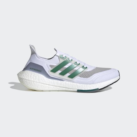 adidas Ultraboost 21 Shoes White / Sub Green / Black 7.5 - Unisex Running Trainers