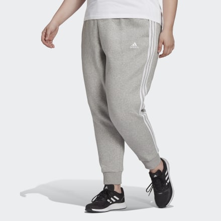 adidas Essentials 3-Stripes Fleece Pants (Plus Size) Grey / White 2X - Women Lifestyle Pants