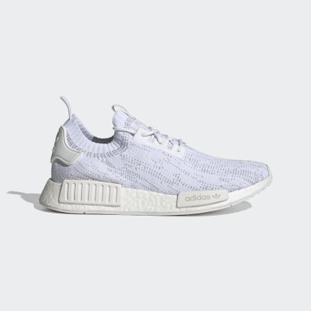 Adidas NMD_R1 Primeknit Shoes White / Grey 8 - Men Lifestyle Trainers