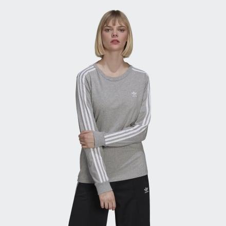adidas Adicolor Classics Long Sleeve Tee Grey 8 - Women Lifestyle Shirts