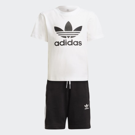 adidas Adicolor Shorts and Tee Set White / Black 4-5Y - Kids Lifestyle Tracksuits