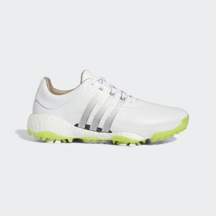 Adidas Tour360 22 Golf Shoes White / Silver Metallic / Solar Slime 7 - Men Golf Trainers