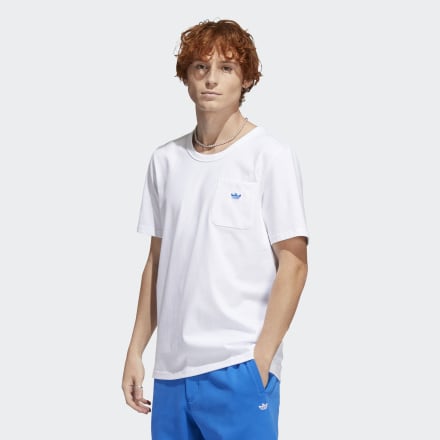 Adidas Shmoofoil Heavyweight Pocket Tee White / Blue Bird XS - Men Skateboarding Shirts