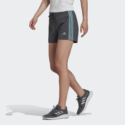 adidas Essentials Slim 3-Stripes Shorts Dark Grey / Mint Ton XS - Women Lifestyle Shorts