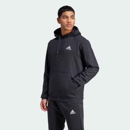Adidas Essentials Fleece Hoodie Black / White S - Men Lifestyle Hoodies,Sweatshirts