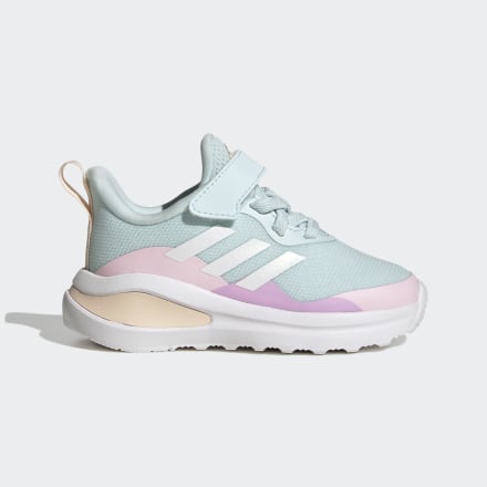 Adidas FortaRun Sport Running Elastic Lace and Top Strap Shoes Almost Blue / White / Pink 10K - Kids Running Trainers
