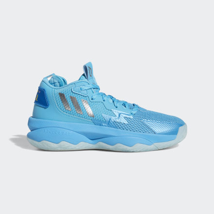 adidas Dame 8 Shoes Signal Cyan / Silver Metallic / Cyan 4 - Kids Basketball Trainers
