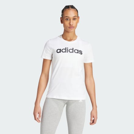 Adidas LOUNGEWEAR Essentials Slim Logo Tee White / Black XS - Women Lifestyle Shirts