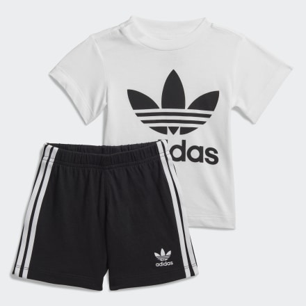 adidas Trefoil Shorts Tee Set White / Black 6-9M - Kids Lifestyle Shirts,Shorts,Tracksuits
