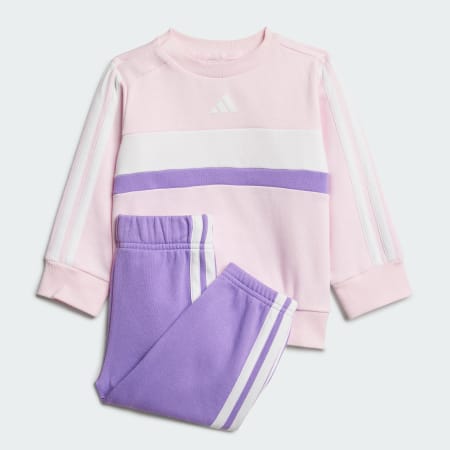 Set Seasonal Essentials Tiberio cu guler rotund și 3 dungi, din l&acirc;nă fleece, pentru copii