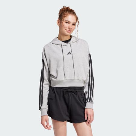 Essentials 3-Stripes French Terry Crop Hoodie