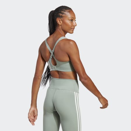 Buy ADIDAS yoga studio light-support longline bra in Olive Strata