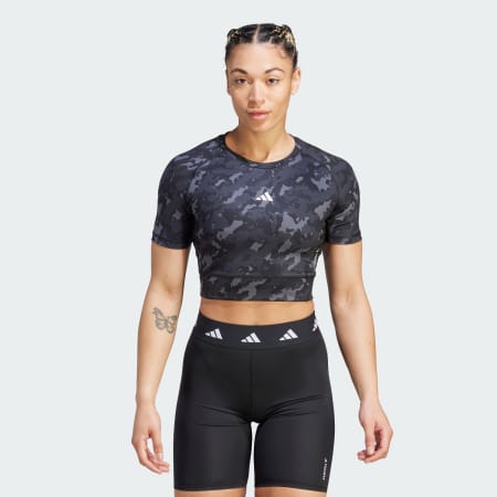 Techfit Camo Print Crop Training Tee