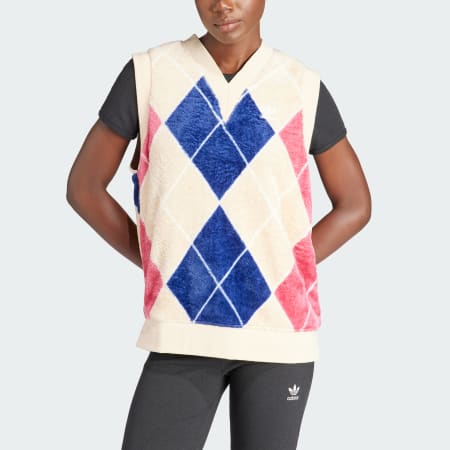 Argyle Fluffy V-neck Vest